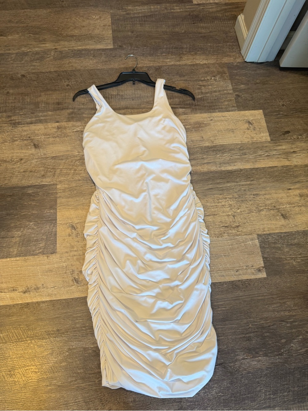 White Ruched Tank Dress
